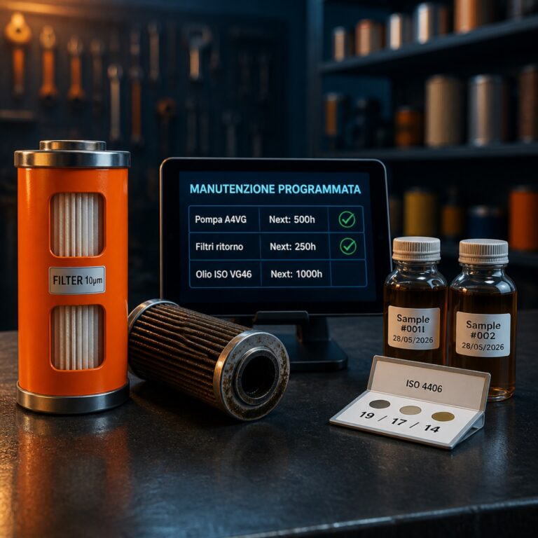 Kit manutenzione preventiva oleodinamica - filtri ricambio analisi olio ISO 4406 TFS