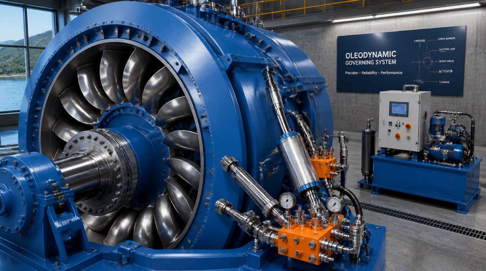 Centrale idroelettrica con sistema di regolazione oleodinamico TFS